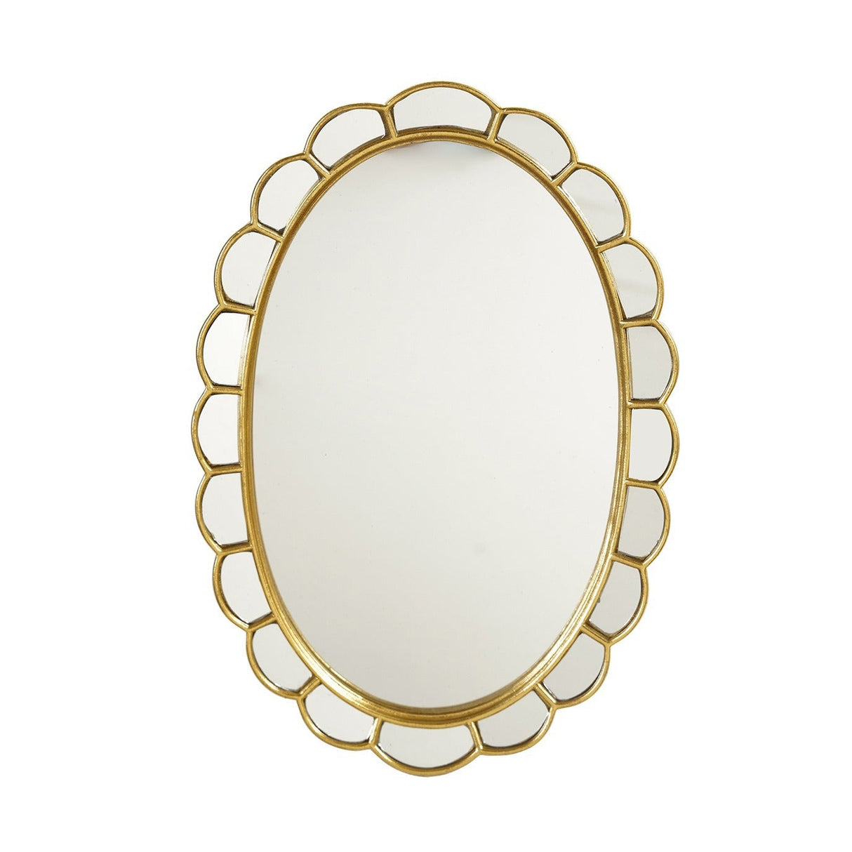 Resin Scalloped Wall Mirror with Gold Finish