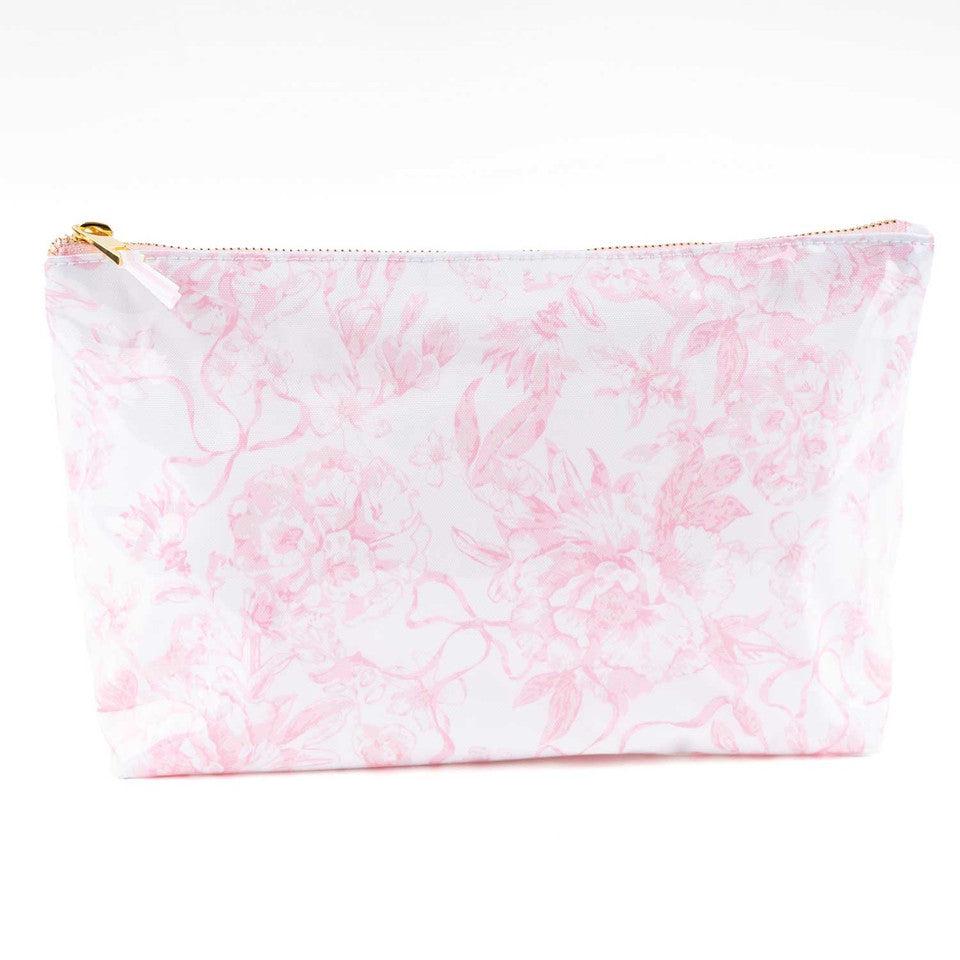 8 Oak Lane | Pink Bow Toile Clear Coated Travel Cosmetic Case