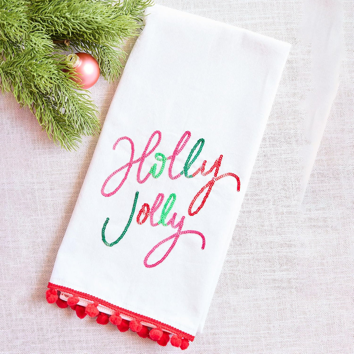 Mary Square | Tea Towel - Holly Jolly