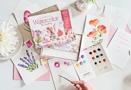 Flowers Watercolor The Easy Way : Notecard Paint Kit with Paint and Brush Included