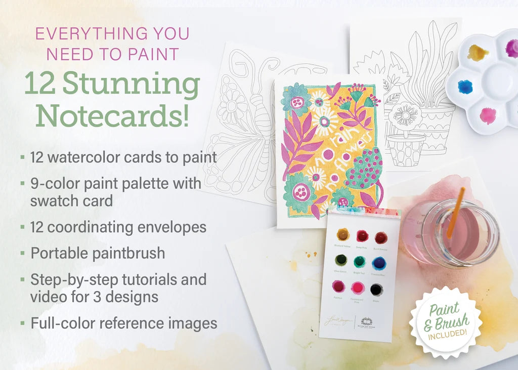 Garden Watercolor The Easy Way: Notecard Paint Kit with Paint and Brush Included