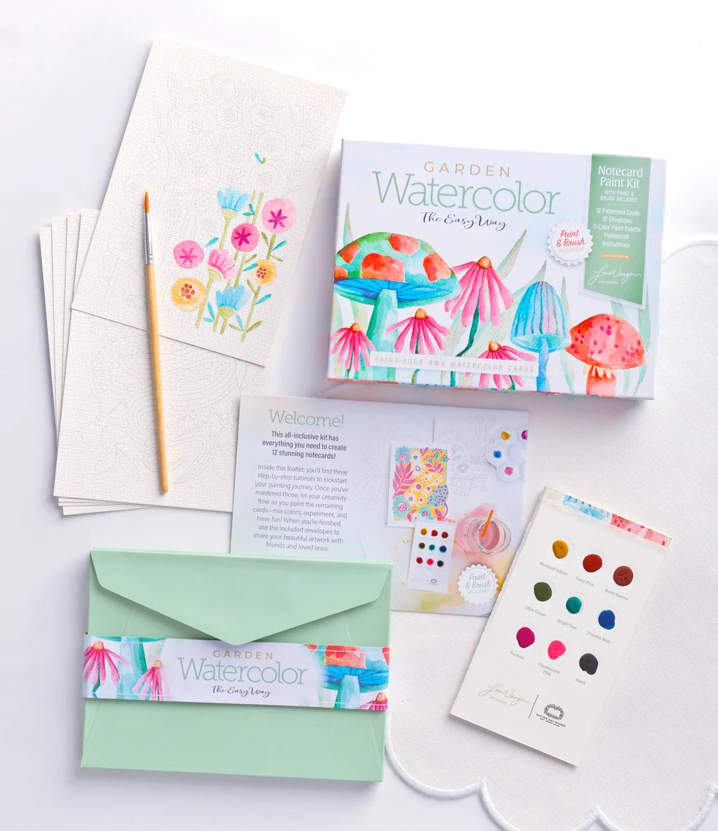 Garden Watercolor The Easy Way: Notecard Paint Kit with Paint and Brush Included