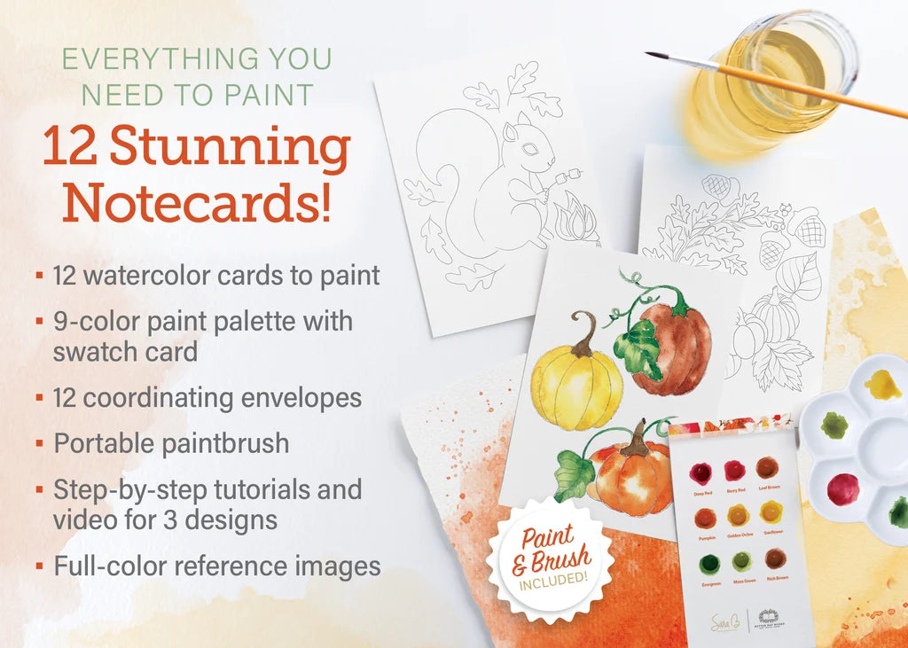 Autumn Watercolor The Easy Way : Notecard Paint Kit with Paint and Brush Included