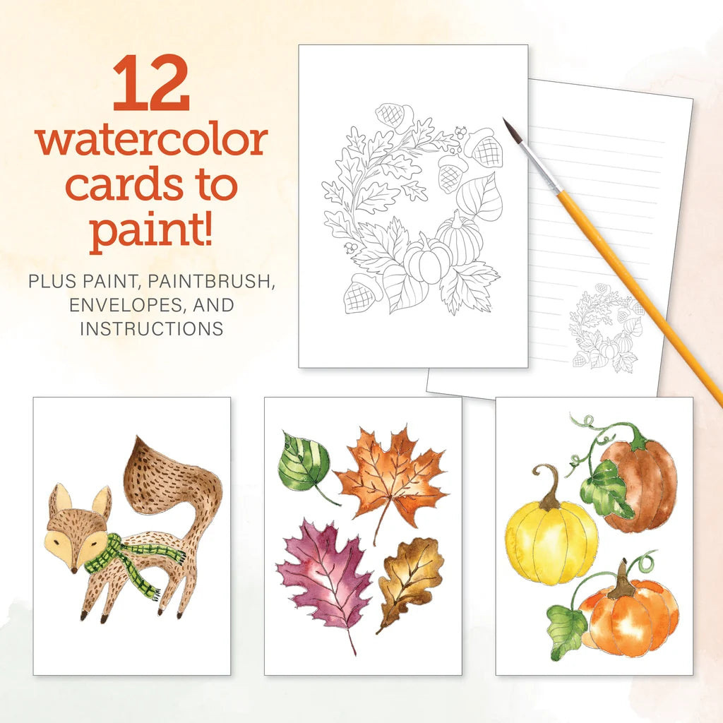 Autumn Watercolor The Easy Way : Notecard Paint Kit with Paint and Brush Included