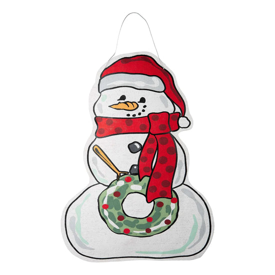 Glory Haus Pumpkin and Snowman Reversible Burlee Door Sign