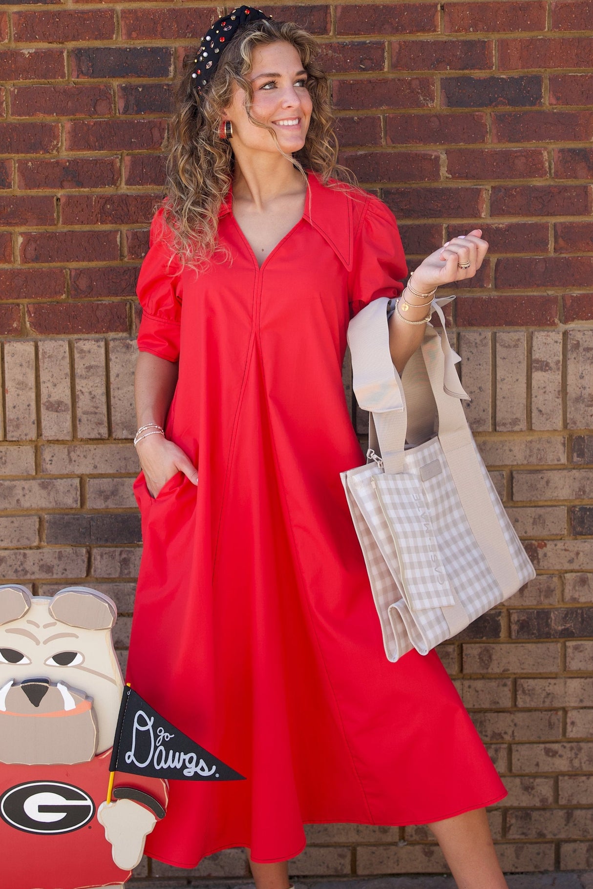 Lior | Amber Pointed Collar Red Dress