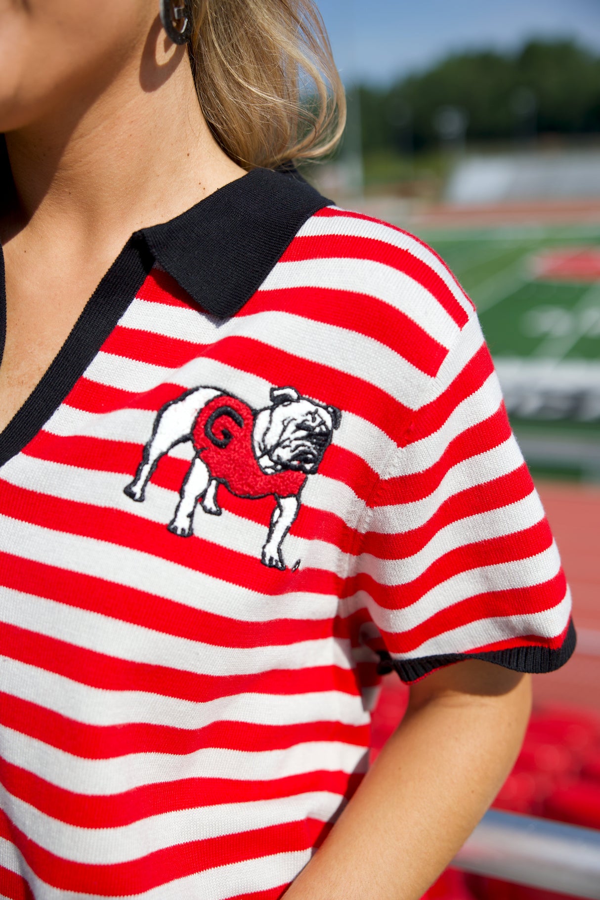 The Saturday Stripe Bulldog Sweater