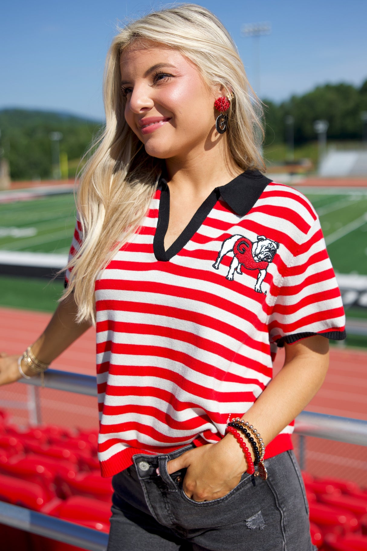 The Saturday Stripe Bulldog Sweater