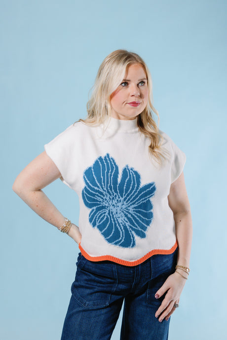 The Floral Scalloped Sweater