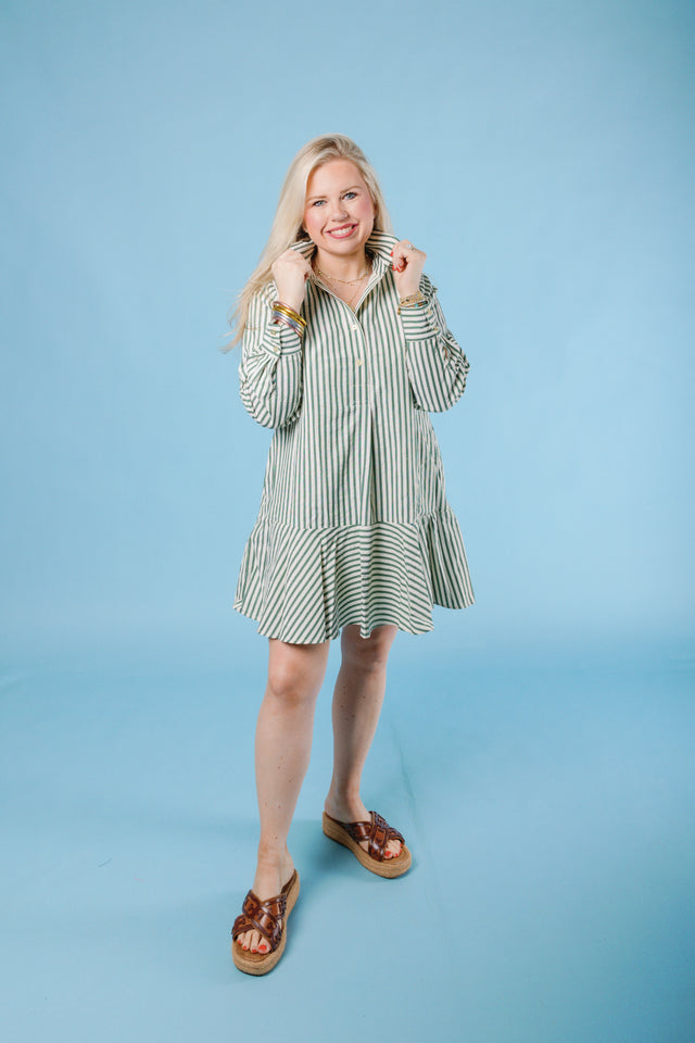 The Autumn Green Mini Dress