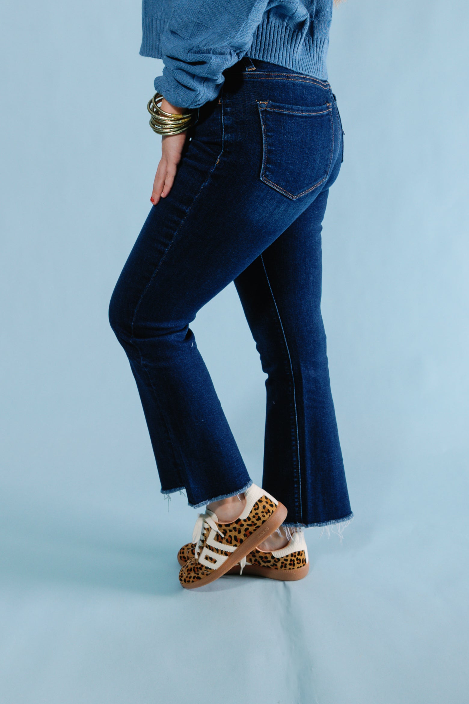 Vervet | High Rise Step Hem Crop Flare Jeans