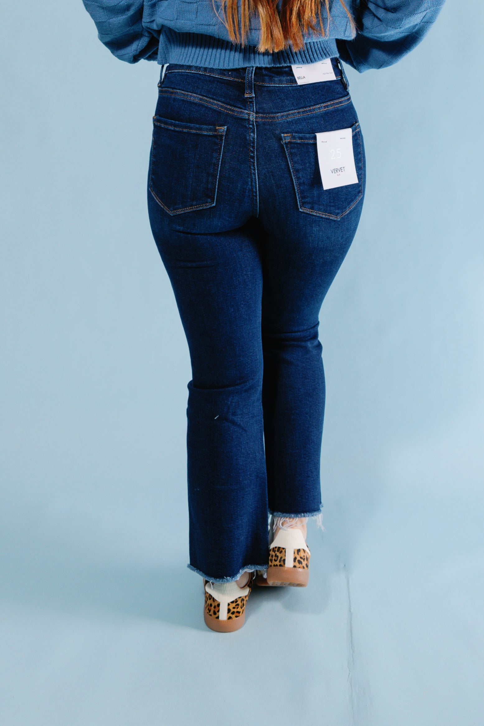 Vervet | High Rise Step Hem Crop Flare Jeans