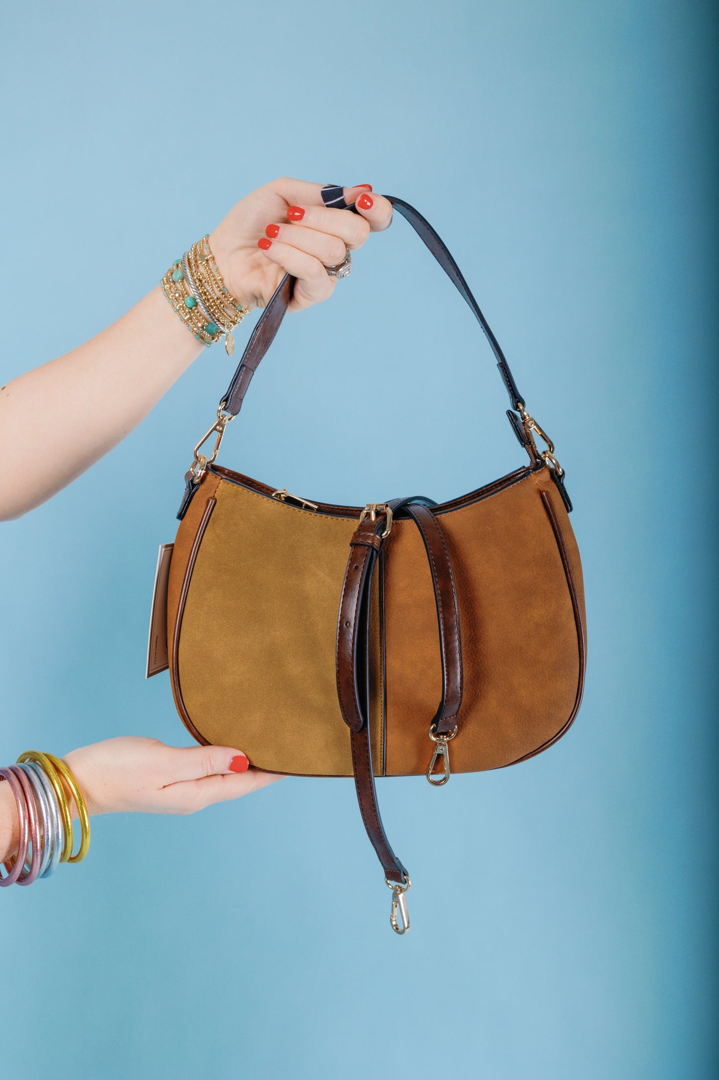 Jen & Co. | Zoe Two-Tone Distressed Crossbody Bag