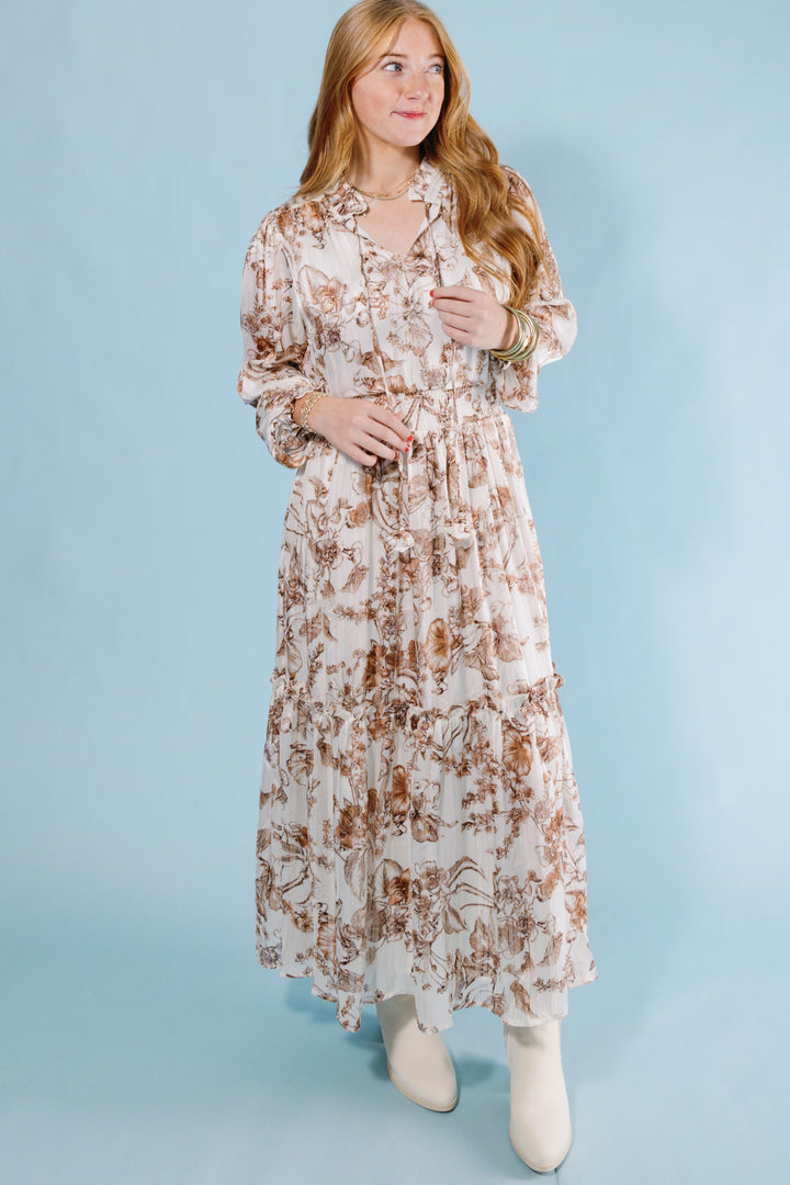 The Golden Florals Midi Dress