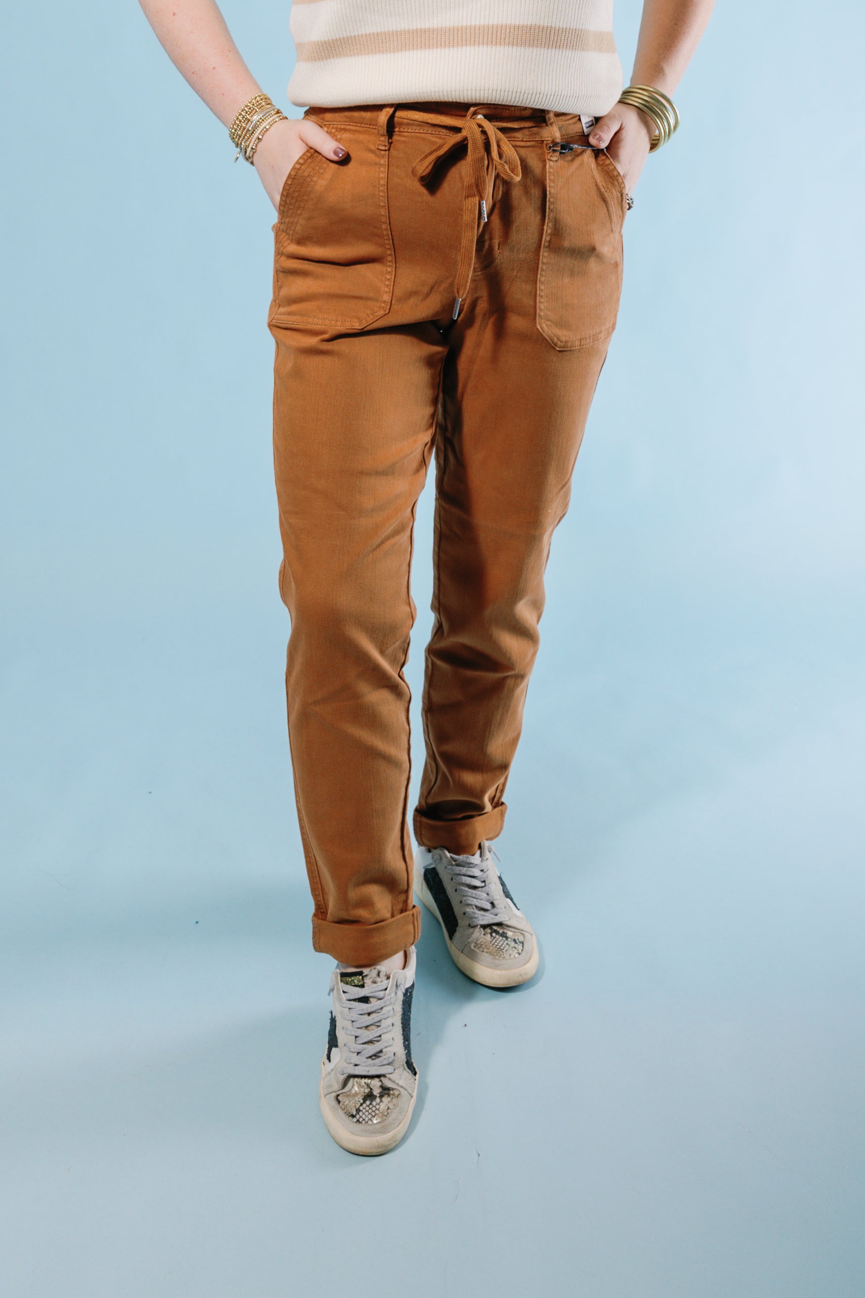 Judy Blue | High Waisted Cuffed Jogger - Camel