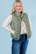 Olive Petal Puff Vest (Final Sale)