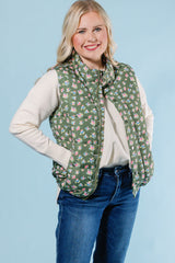 Olive Petal Puff Vest (Final Sale)