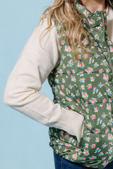 Olive Petal Puff Vest (Final Sale)