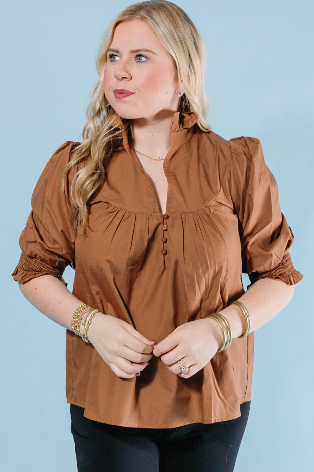 Jade | Yoke Buttons Top