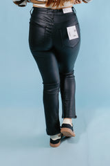 Vervet | High Rise Faux Leather Crop Flare Jeans (Final Sale)
