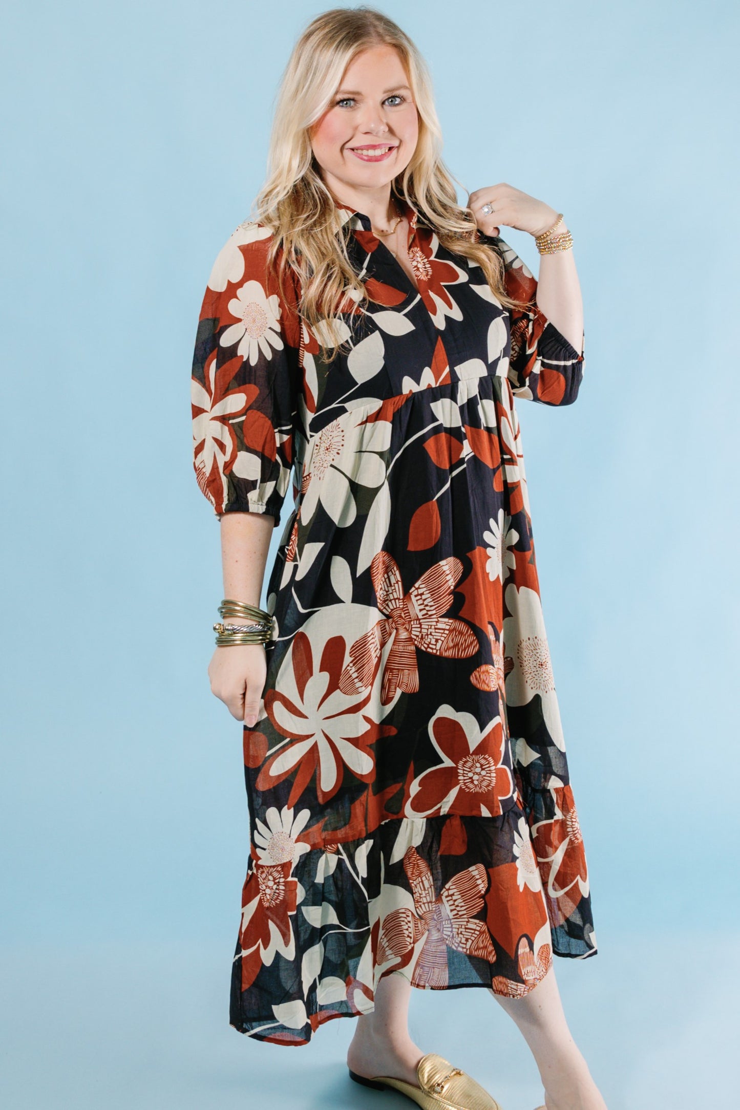 The Rusty Floral Midi Dress