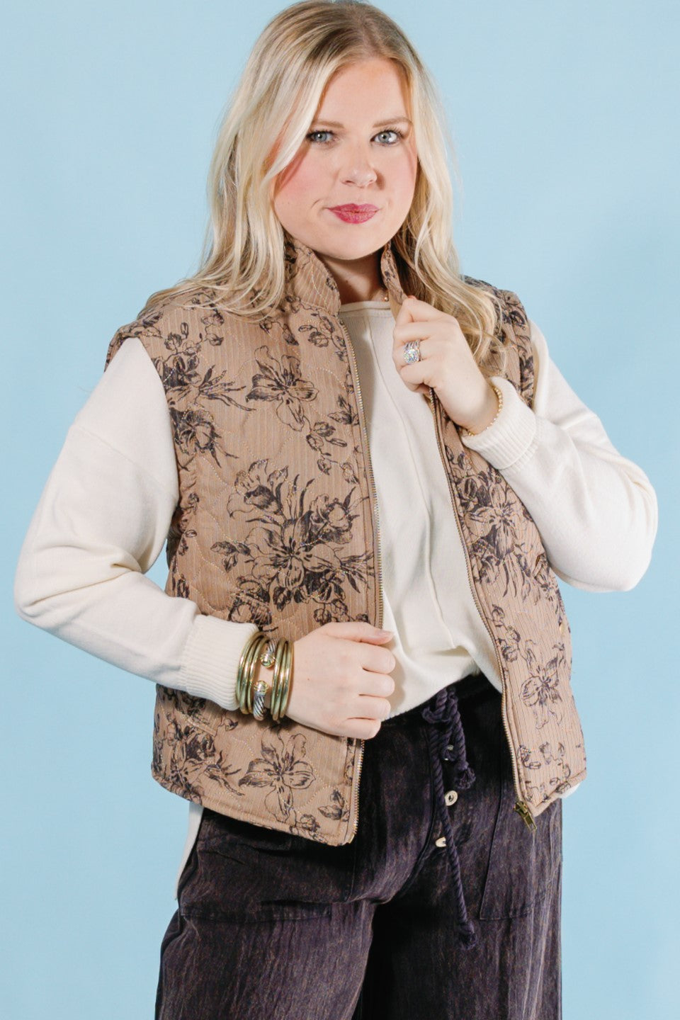 Quilted Floral Vest