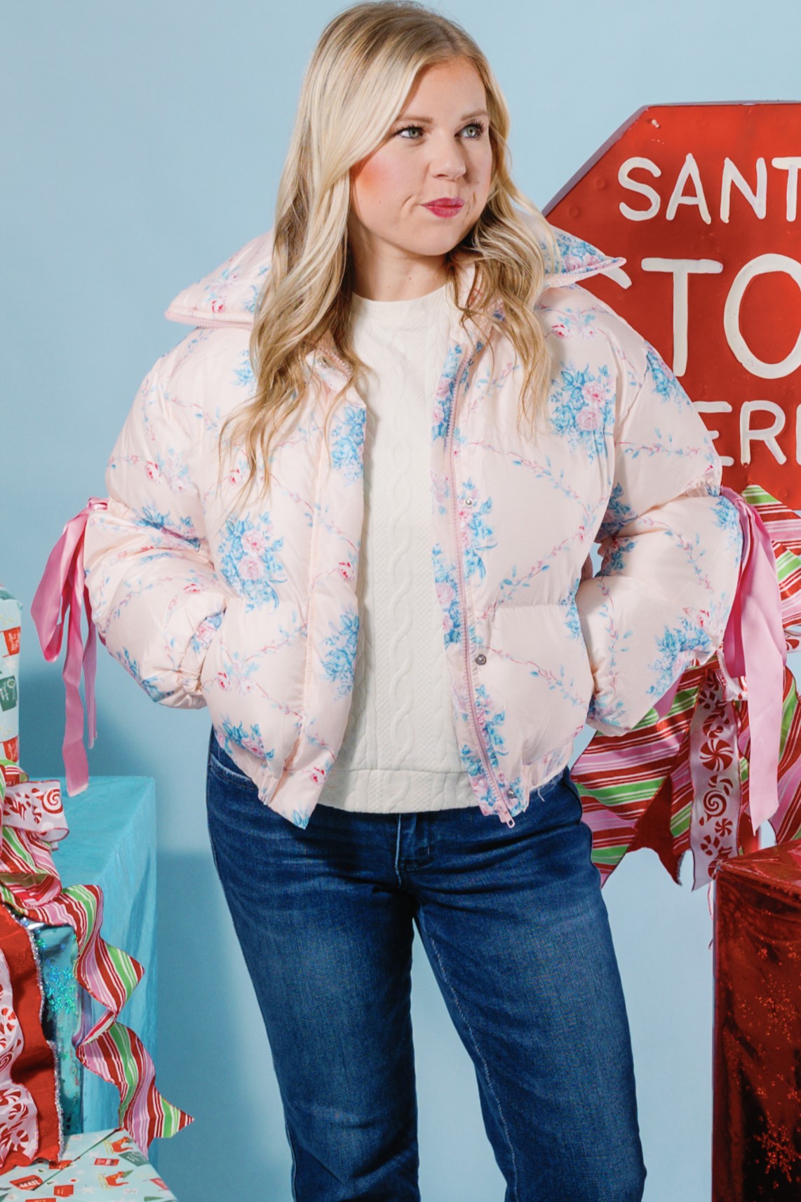 Bouquets & Bows Puffer Jacket