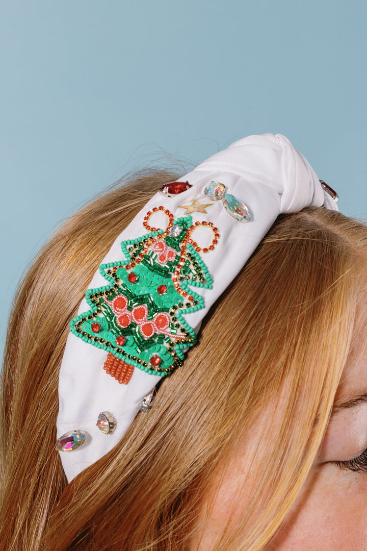 Christmas Tree Beaded Headband