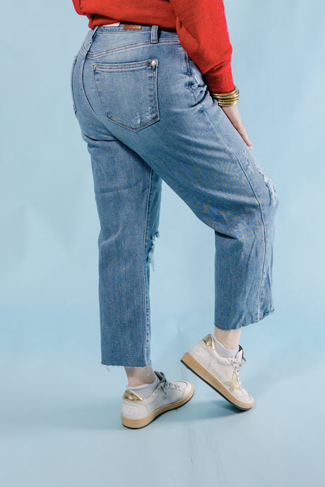 Judy Blue | High Waist Destroy Crop Wide Leg