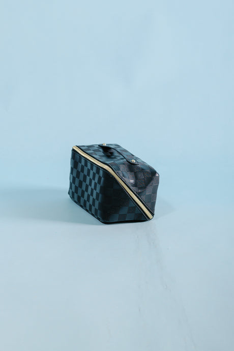 Vegan Leather Checkered Makeup Bag