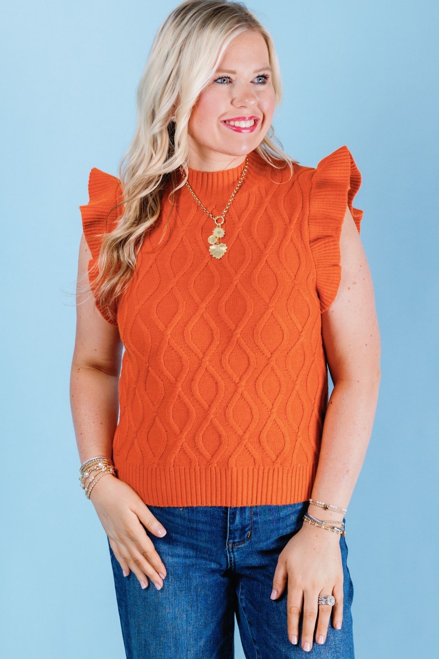 Orange You Glad Ruffle Sweater