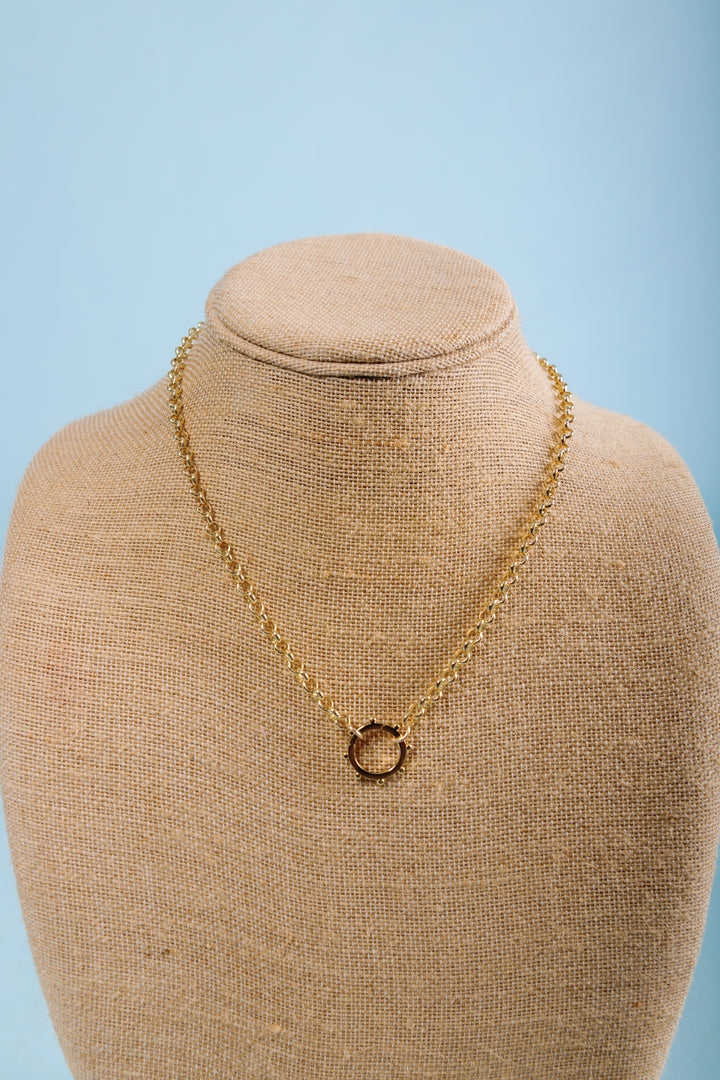 Knotty Bling | Small Rolo Chain with Pave Ring Necklace