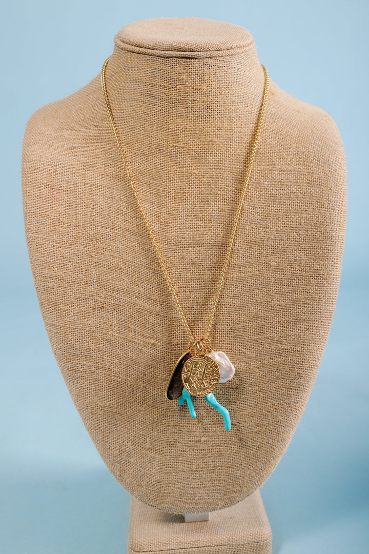 Knotty Bling | Turquoise Coral Cluster Necklace