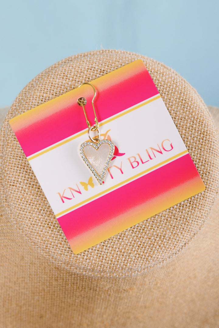 Knotty Bling | Mother of Pearl Heart with Pave Perimeter Charm