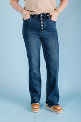 Judy Blue | High Waist Button Fly Hem Destroy Straight