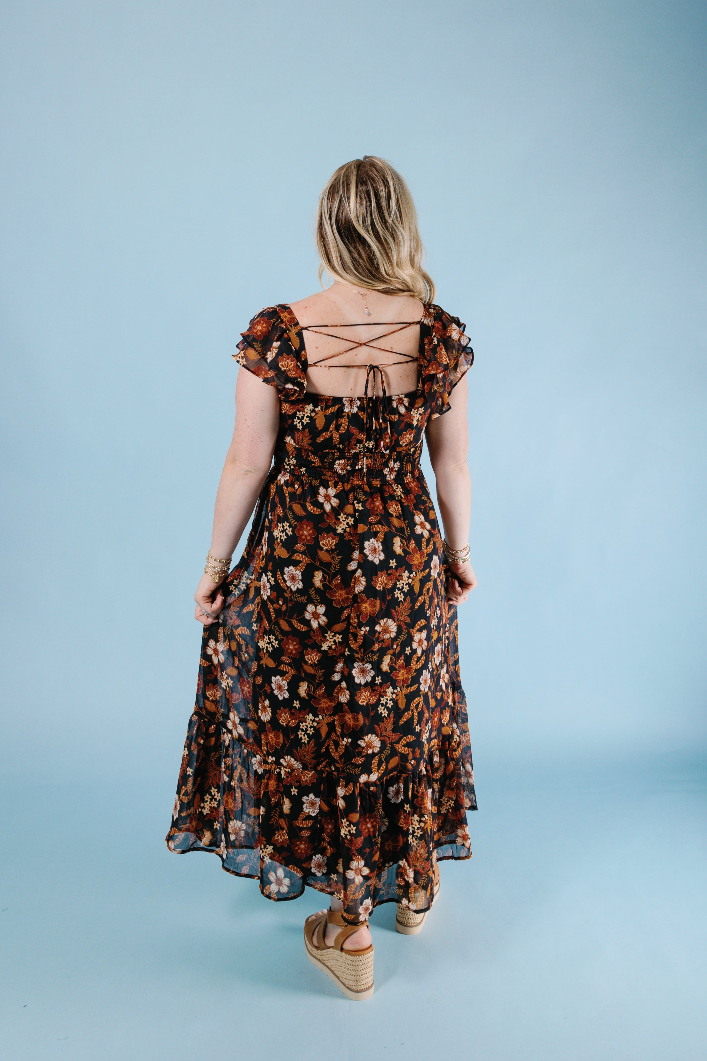 The Fall Florals Midi Dress