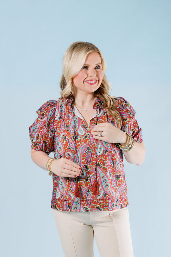 Paisley Breeze Flutter Blouse