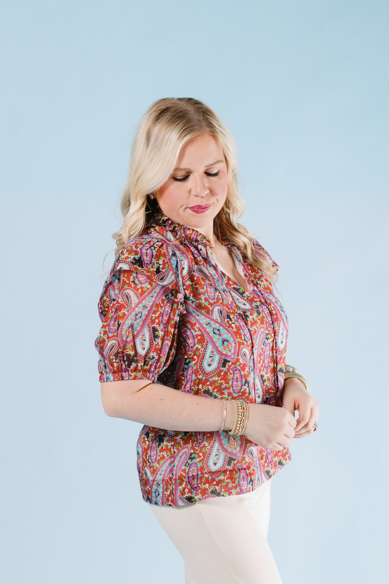 Paisley Breeze Flutter Blouse