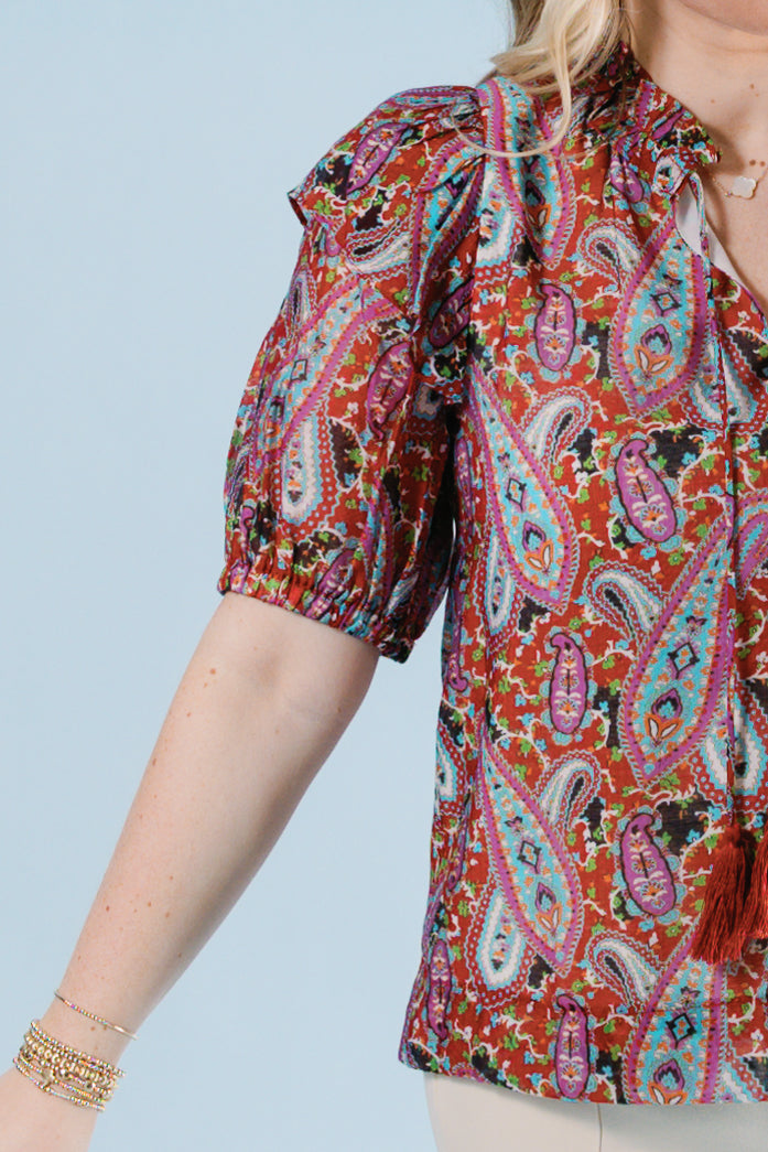 Paisley Breeze Flutter Blouse