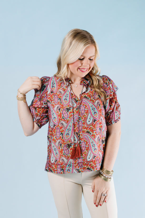 Paisley Breeze Flutter Blouse