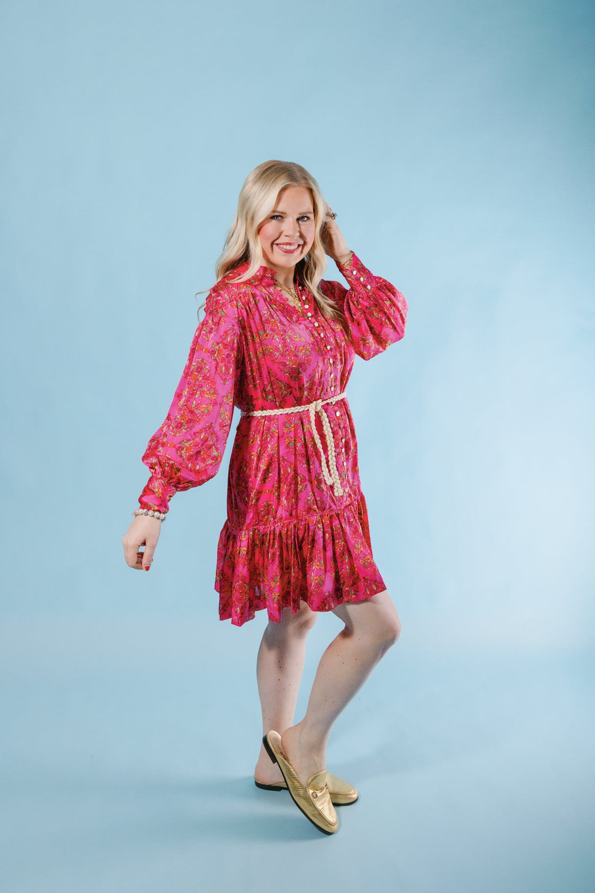 Karlie | Floral Satin Button Tie Dress (Final Sale)