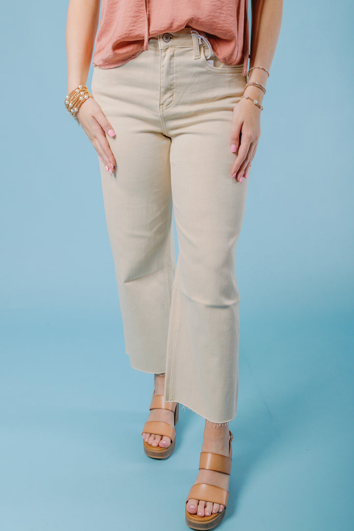 Vervet | Olivia High Rise Crop Wide Leg Jeans - White Swan