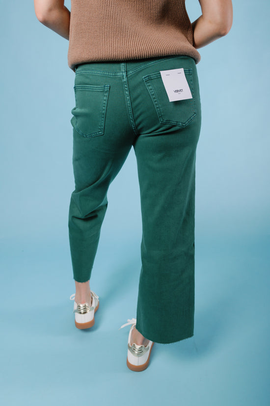 Vervet | Olivia High Rise Crop Wide Leg Jeans - Mallard Green