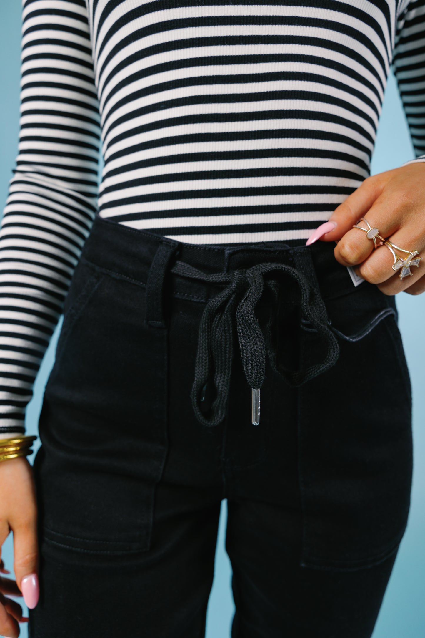 Judy Blue | High Waist Jet Black Double Roll Cuff Jogger