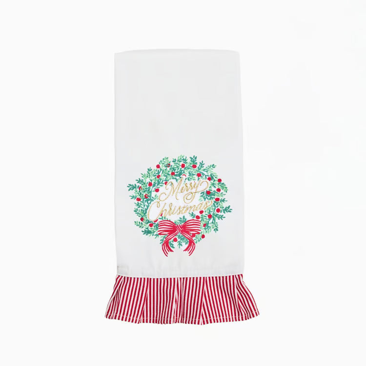 Mary Square | Tea Towel - Merry Christmas Wreath