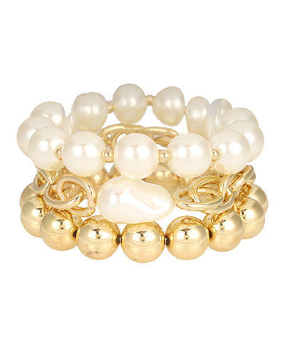 Accent Pearl & Metal Ball Bracelet