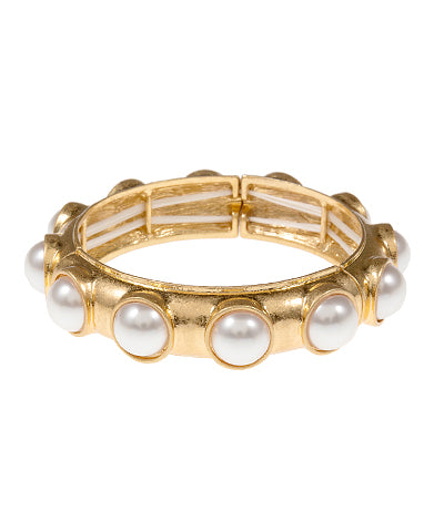Madison's Exclusive | Round Dome Pearl Station Bracelet