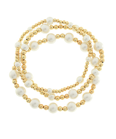 Madison's Exclusive | Pearl & Gold 3 Row Stack