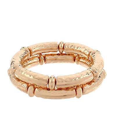 Madison's Exclusive | Two Row Hammered Bracelet Set