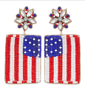 American Flag Bead Earrings